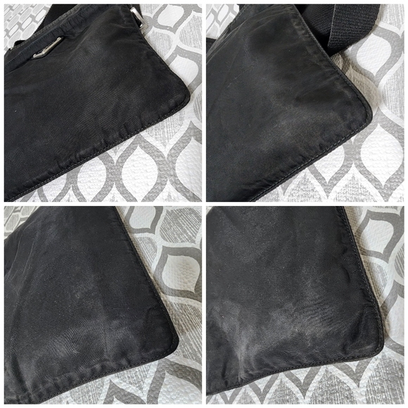 PRADA Vintage Tessuto Nylon Saffiano Flat Small Crossbody Bag Black - Picture 12 of 13